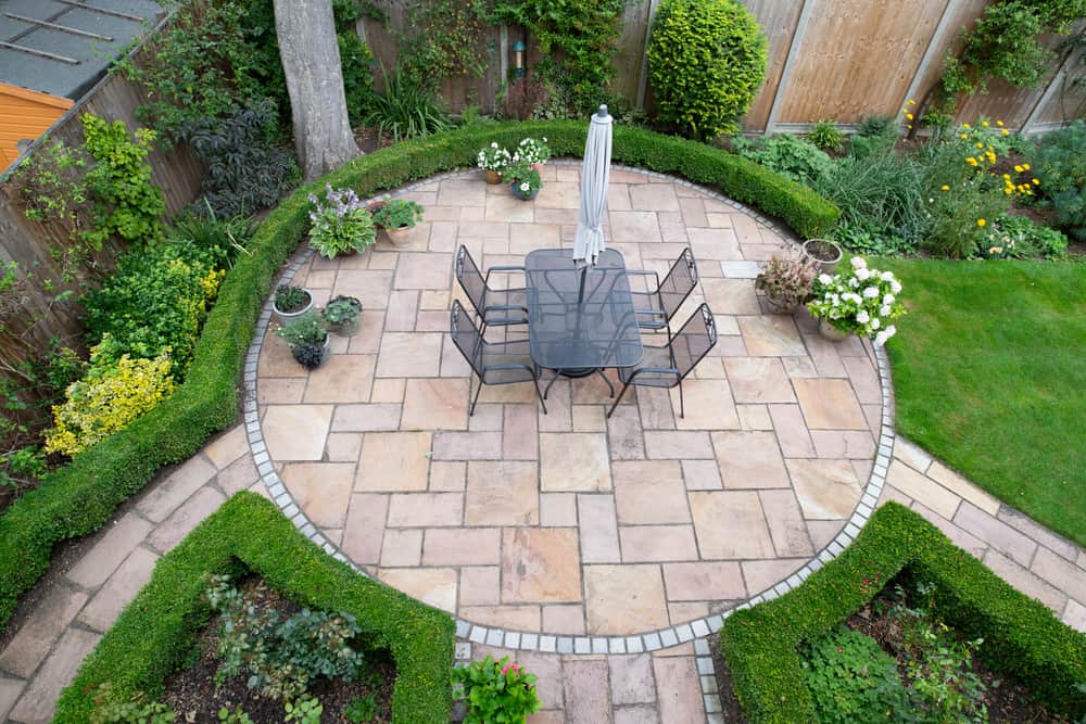 Aerial view of circular patio